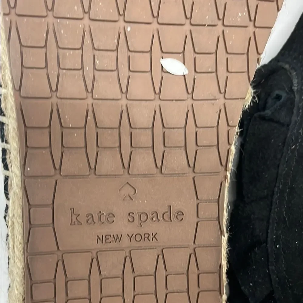 Kate Spade Black Suede Ruffled Espadrille Mules Size 7